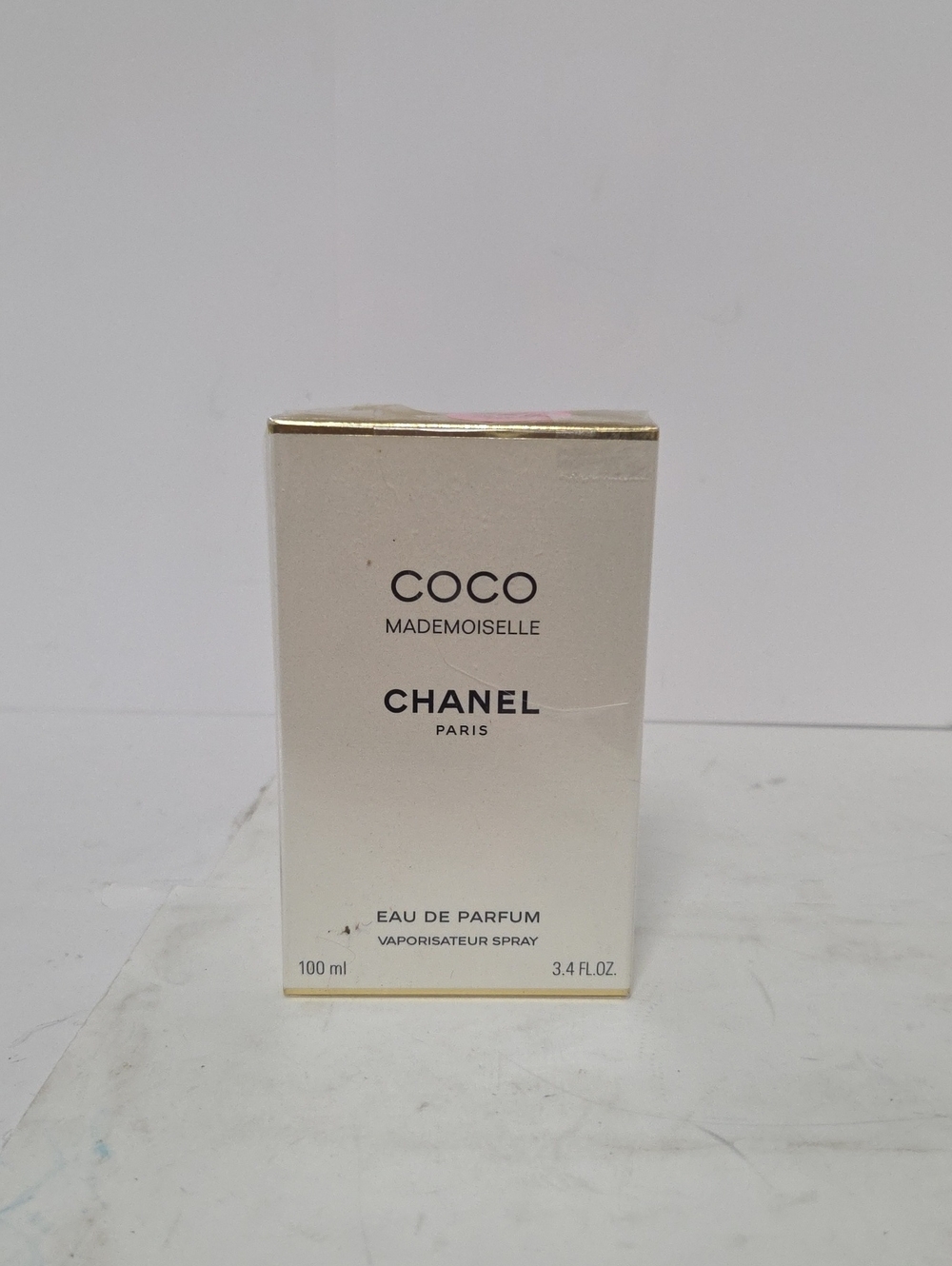 Coco Mademoiselle Box in Ivory and Gold Trim 3.4 Oz Free Shipping Full Price